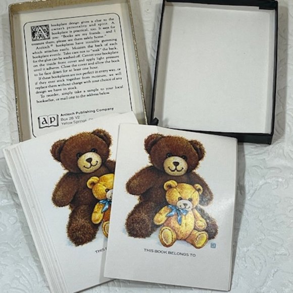 VTG 80's Teddy Bear Decorative Book Labels Bookplates Gummed Box of 23 - Picture 4 of 8